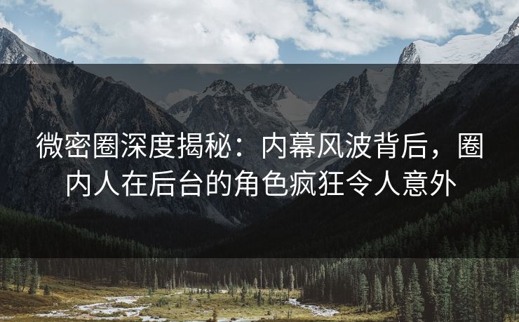 微密圈深度揭秘：内幕风波背后，圈内人在后台的角色疯狂令人意外