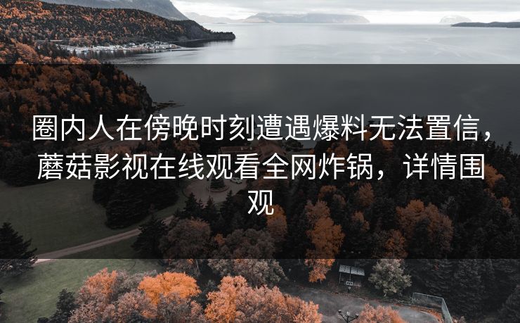 圈内人在傍晚时刻遭遇爆料无法置信，蘑菇影视在线观看全网炸锅，详情围观