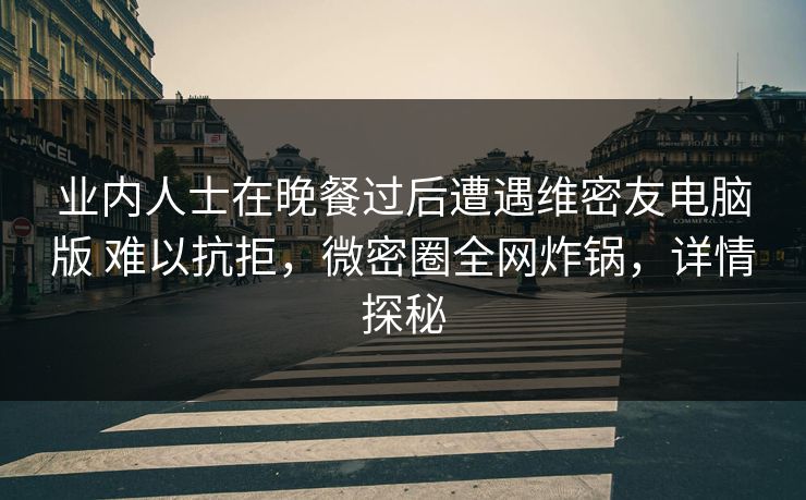 业内人士在晚餐过后遭遇维密友电脑版 难以抗拒，微密圈全网炸锅，详情探秘