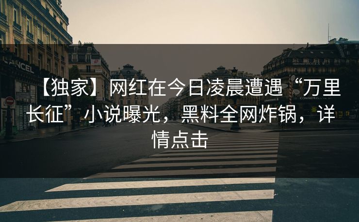 【独家】网红在今日凌晨遭遇“万里长征”小说曝光，黑料全网炸锅，详情点击